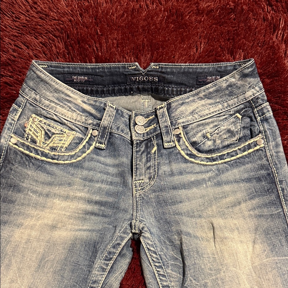 Vigoss Women's High Rise Faded Blue Jeans